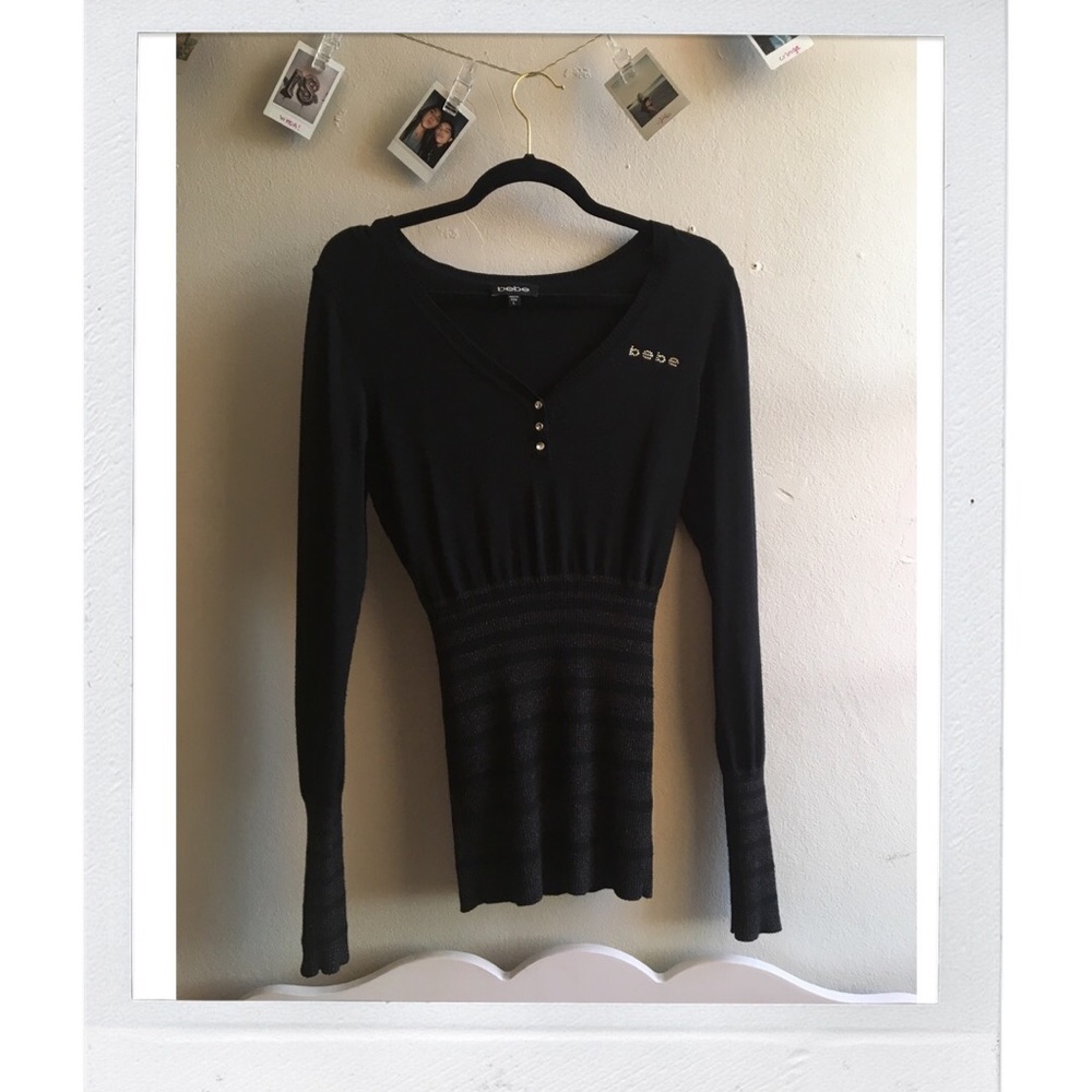 Long Sleeved ( Black ) bebe Top